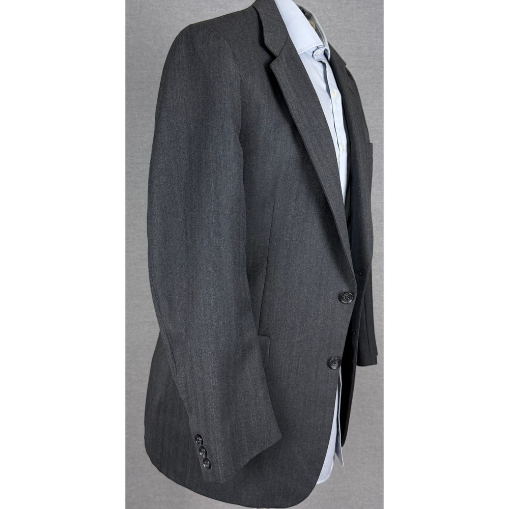 Vintage Kingsridge Berry Burk Charcoal Herringbone Blazer Sport Coat 38R USA